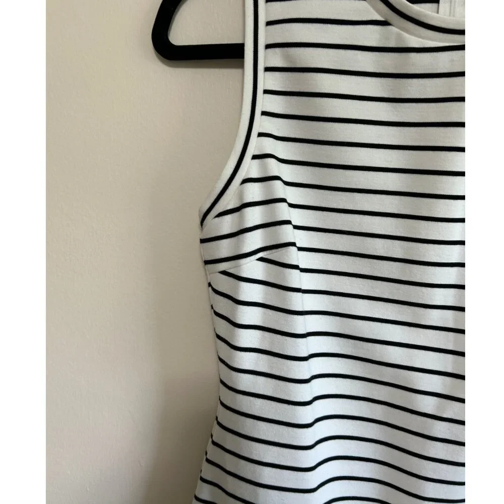Olivia Grey Asymmetrical Striped Dress - Picture 4 of 6